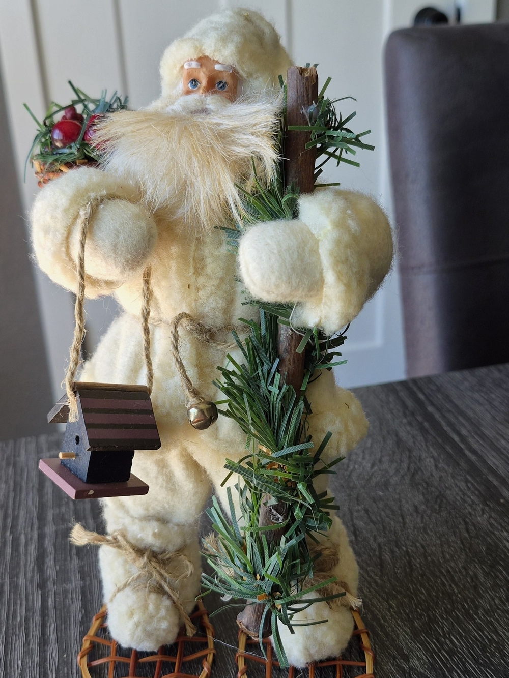 Vintage-Inspired Cream Santa Figurine Holiday Decor Approx 9 In Tall
